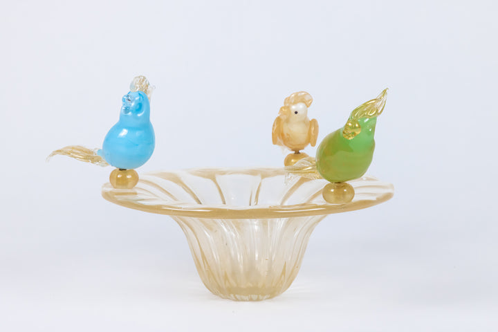 Ornate Centerpiece Bowl With Perched Birds
