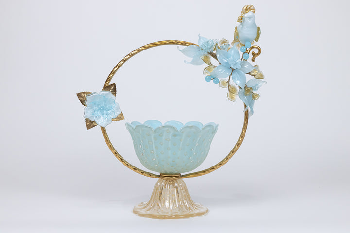 Murano Glass Vase With Bronze Handle