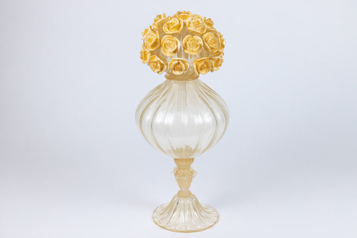 Stem Glass Jar With Golden Flower Bouquet