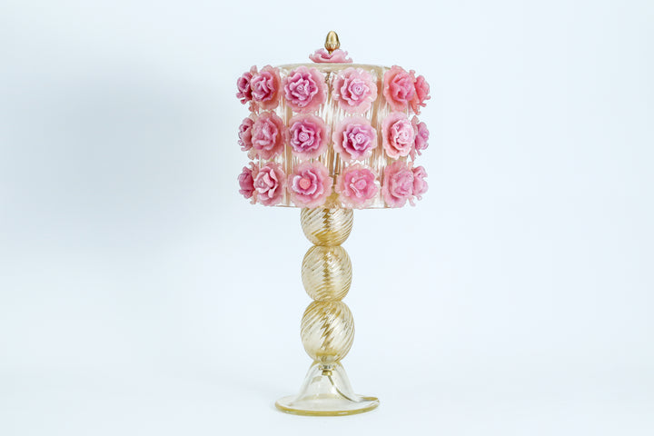 Gold glass floral Table Lamp