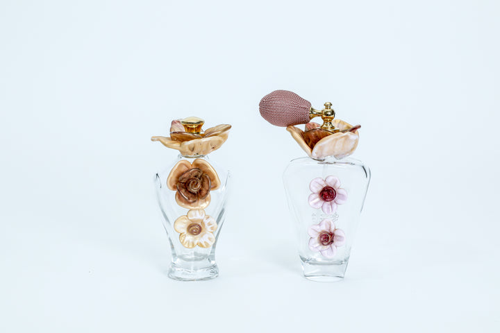 Perfume Bottle With Murano Art Glass Flowers