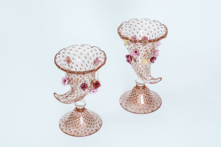 Pink Rose Glass Flower vase