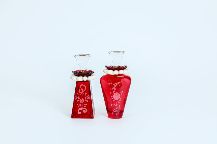 Red perfume bottles with crystals [Set of 2]
